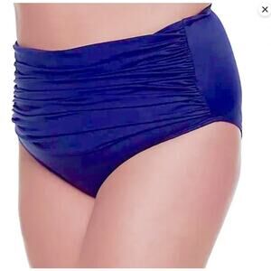 EVRI Women's Plus Size Navy Blue Ruched High-Waisted Bikini Bottoms Size 3X New